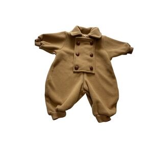 Petes Partner Vintage Camel Brown Fleece Pram Suit Baby 3-6M Double Breasted